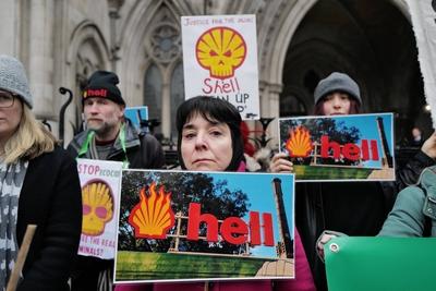 Protest against Shell in London-stock-photo
