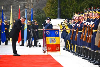 BUCHAREST: Romanian President Klaus Iohannis - resignation farwell ceremony-stock-photo