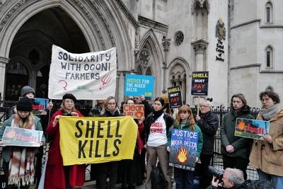 Protest against Shell in London-stock-photo