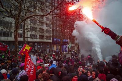 National demonstration in Brussels against the reforms.-stock-foto