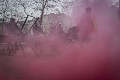 National demonstration in Brussels against the reforms.-stock-foto