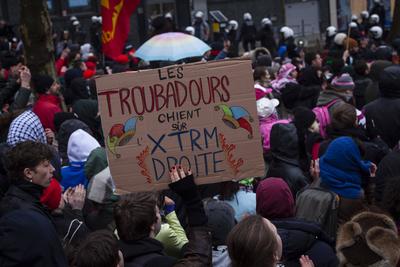 National demonstration in Brussels against the reforms.-stock-foto