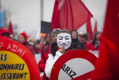 National demonstration in Brussels against the reforms.-stock-foto