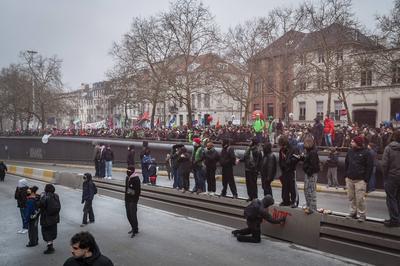 National demonstration in Brussels against the reforms.-stock-foto