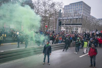 National demonstration in Brussels against the reforms.-stock-foto