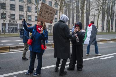 National demonstration in Brussels against the reforms.-stock-foto
