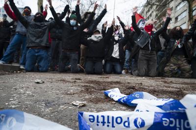 National demonstration in Brussels against the reforms.-stock-foto