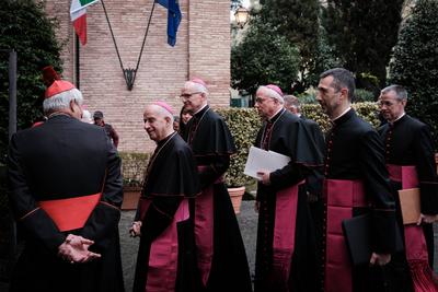 Rome, Anniversary of the signing of the Lateran Pacts. Delegation of the Vatican state.-stock-foto