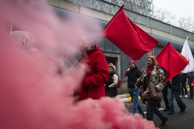 National demonstration in Brussels against the reforms.-stock-foto