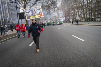 National demonstration in Brussels against the reforms.-stock-foto