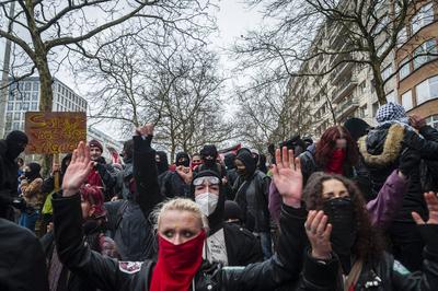 National demonstration in Brussels against the reforms.-stock-foto