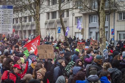National demonstration in Brussels against the reforms.-stock-foto