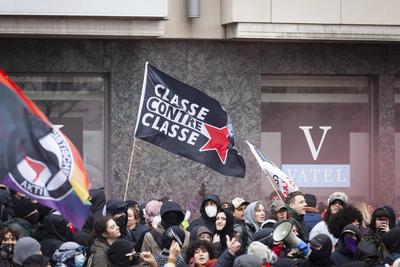 National demonstration in Brussels against the reforms.-stock-foto