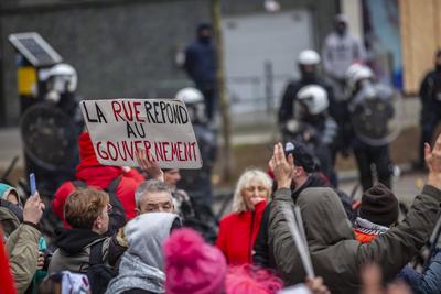 National demonstration in Brussels against the reforms.-stock-foto
