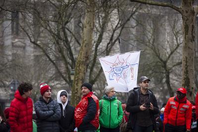 National demonstration in Brussels against the reforms.-stock-foto