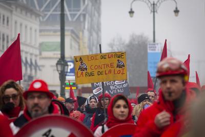 National demonstration in Brussels against the reforms.-stock-foto