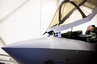 King visits Royal Air Force detachment in Estonia, ?mari, The Netherlands-stock-foto