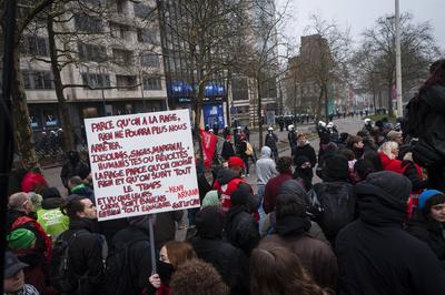National demonstration in Brussels against the reforms.-stock-foto