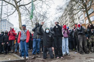 National demonstration in Brussels against the reforms.-stock-foto
