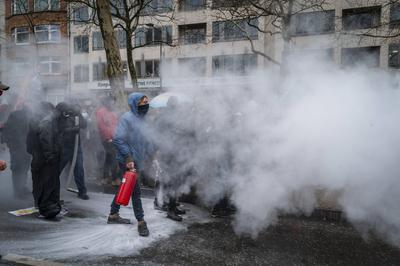 National demonstration in Brussels against the reforms.-stock-foto