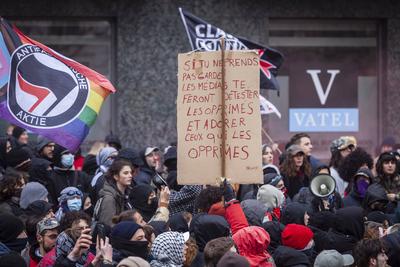 National demonstration in Brussels against the reforms.-stock-foto