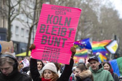 Demonstration der Queeren Community gegen Friedrich Merz, gegen die CDU und AFD in K?ln.-stock-photo