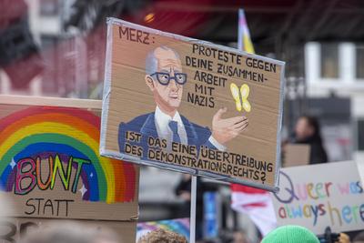 Demonstration der Queeren Community gegen Friedrich Merz, gegen die CDU und AFD in K?ln.-stock-photo