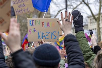 Demonstration der Queeren Community gegen Friedrich Merz, gegen die CDU und AFD in K?ln.-stock-photo