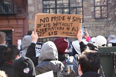 (new) a protest at the stonewall inn. February 14th, 2025, new york city, new york, u. S. A. The national park service h-stock-photo