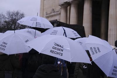 Omas gegen Rechts auf Klimakundgebung auf K?nigsplatz-stock-foto