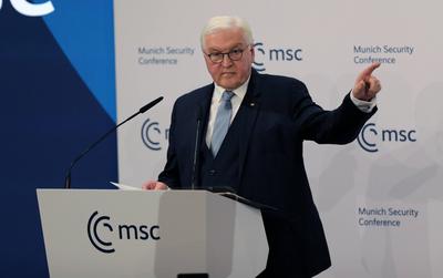 Bundespr?sident Frank-Walter Steinmeier bei seiner Er?ffnungsansprache der 61. M?nchner Sicherheitskonferenz.-stock-photo