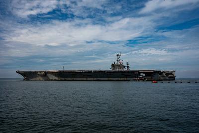 NORFOLK (Sept. 12, 2022) USS Harry S. Truman (CVN 75) returns to Naval Station Norfolk after a regularly scheduled deplo-stock-photo