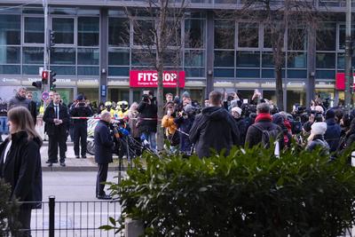 Olaf Scholz h?lt Gedenkrede an Anschlagsort in M?nchen-stock-foto