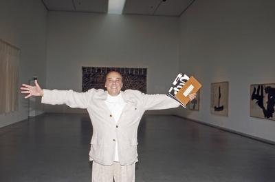 G?nther Uecker Maler und Objektk?nstler G?nther Uecker bei seiner Ausstellung Zeichen Setzen bei der-stock-foto
