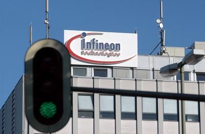 Bildnummer: 50172637  Datum: 30.09.2002  Copyright: imago/Guido KrzikowskiGr?nes Licht f?r Infineon? Ampel vor dem Firmensitz der  -Infineon Technologies AG-, Geb?ude, au?en, Au?enansicht , Objekte; 2002, M?nchen, Elektronikunternehmen, Technologieunternehmen, Chiphersteller, , Unternehmenssitz , Ampeln, gr?n; , quer, Kbdig, Einzelbild, Industrie, Wirtschaft, B?rogeb?ude, Bauwerke, Logo, Logos, Deutschland,  , Wirtschaft o0 Schriftzug-stock-foto