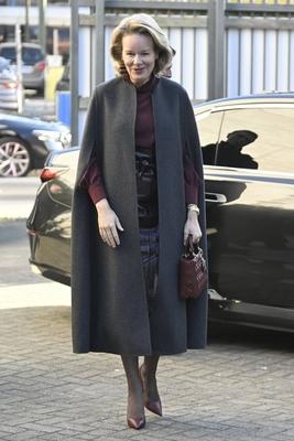 Meeting Queen Mathilde and the writer Genevi?ve Damas in a college in Anderlecht-stock-foto