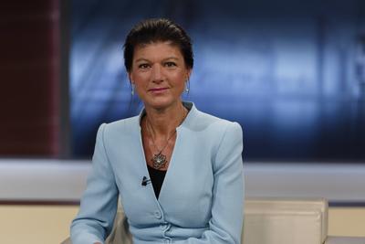 Sahra Wagenknecht bei Anne Will 2023-09-17 - Deutschland, Berlin - Sahra Wagenknecht (Die Linke), Bundestagsabgeordnete,-stock-foto