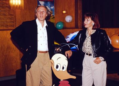 HERMAN VAN VEEN Herman van Veen, niederl?ndischer Musiker, hier beim ZDF Pressetermin: Herman van Veen und die Ente Kwak-stock-foto