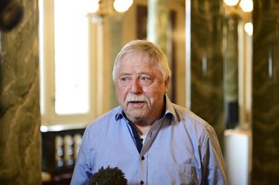 Wolf Biermann bei der Verleihung des Friedenspreis Dresden 2025 - International Peace Prize an den Europ?ischen Gerichts-stock-foto