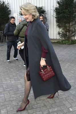 Meeting Queen Mathilde and the writer Genevi?ve Damas in a college in Anderlecht-stock-foto