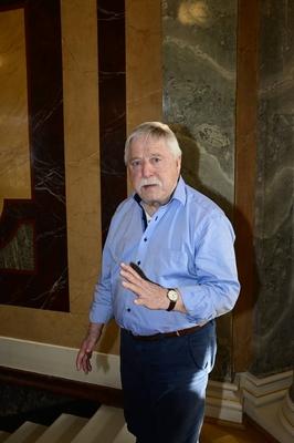 Wolf Biermann bei der Verleihung des Friedenspreis Dresden 2025 - International Peace Prize an den Europ?ischen Gerichts-stock-foto