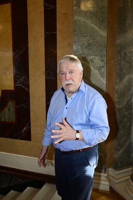 Wolf Biermann bei der Verleihung des Friedenspreis Dresden 2025 - International Peace Prize an den Europ?ischen Gerichts-stock-foto