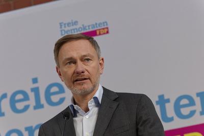 FDP-Pressekonferenz zum Wahlkampf-Endspurt-stock-foto