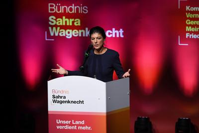 Wahlkampftour BSW-stock-foto