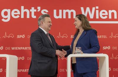 20250217 Vorstellung der Kandidaten der SPOE fuer die Wiener Gemeinderatswahlen-stock-foto