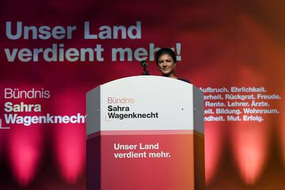 Wahlkampftour BSW-stock-foto