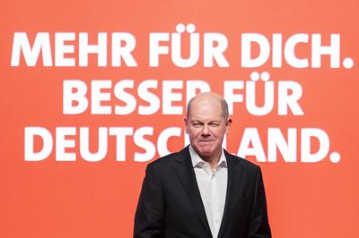 Olaf Scholz in Emden-stock-foto