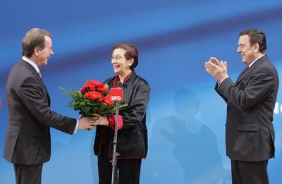 Franz MUENTEFERING l SPD Parteivorsitzender Heide SIMONIS SPD Ministerpraesidentin von Sc-stock-foto