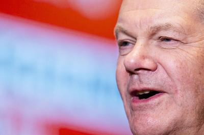 Olaf Scholz in Emden-stock-foto