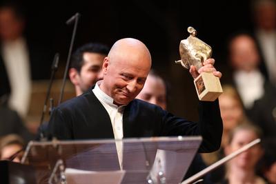 Verleihung Europ?ischer Kulturpreis 2022 Preistr?ger Paavo J?rvi w?hrend seiner Dankesrede. Verleihung der Europ?ischen-stock-foto